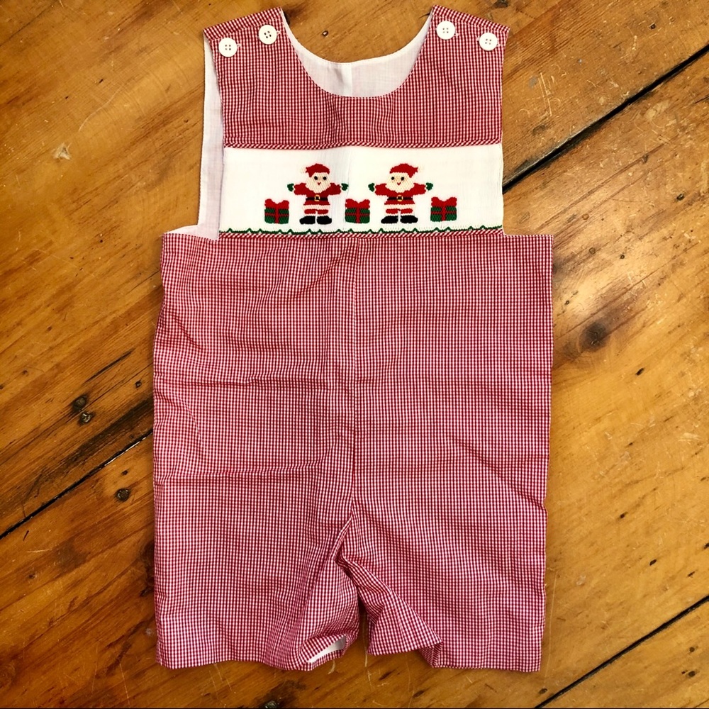 Toddler smocked holiday shortall